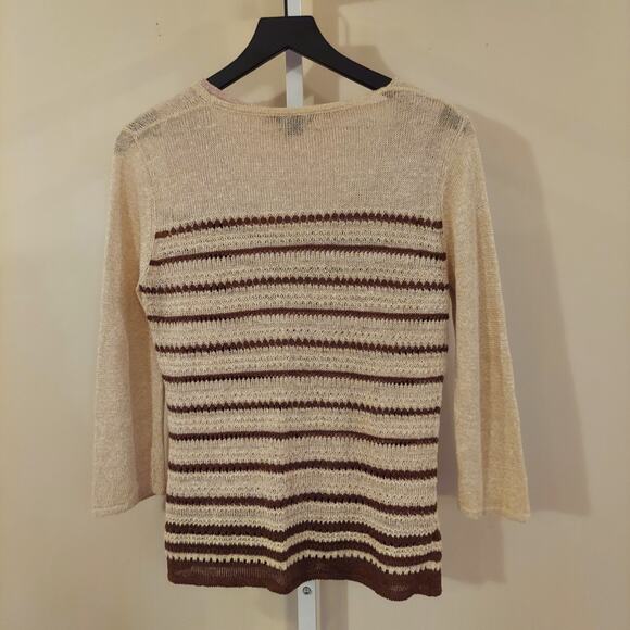 Nautica Cardigan Set Medium Linen Blend Open Crochet Boho Beach Cottage - Picture 11 of 12